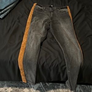 BDG Mens Jeans Black with Brown stripe Slim Stretch
